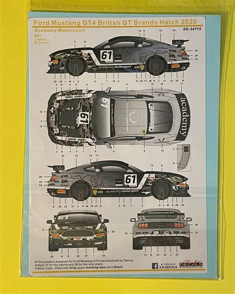 DECALS FORD MUSTANG GT4 - BRITISH GT BRANDS HATCH 2020 – dmodelkits