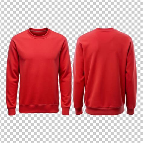 Premium PSD Long Sleeve Plain Red T Shirt Design With Front And Back View