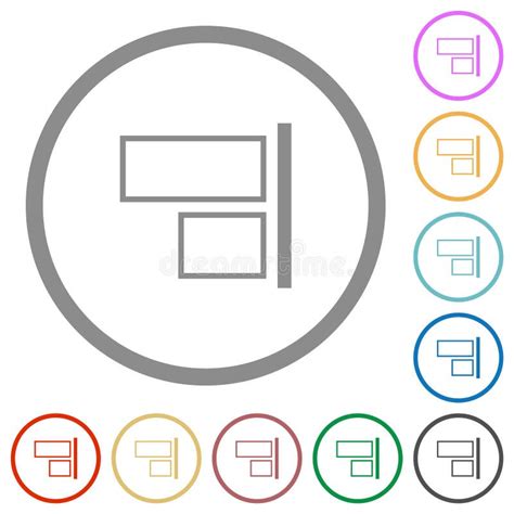 Alinear a La Derecha Los Iconos Planos Con Contornos Ilustración del