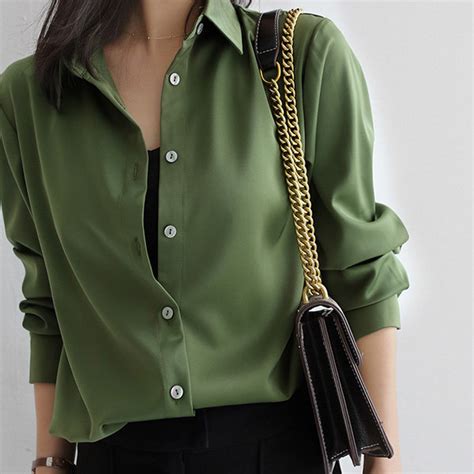 Green Satin Shirt 3 Sizes Apollobox
