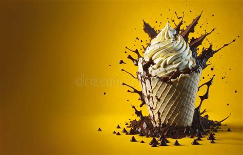 Delicious Splash Ice Cream Cone Design With Exploding And Liquify