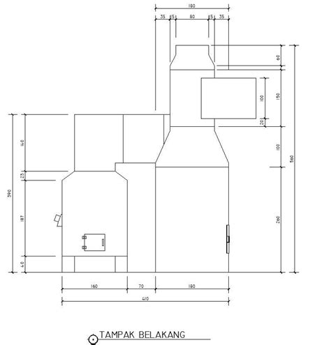 Back View Of Incinerator Plant With Dimensions And Details In Autocad