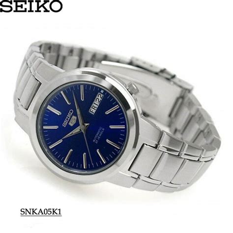 Seiko Snka K Automatic See Thru Back Blue Dial Silver Tone