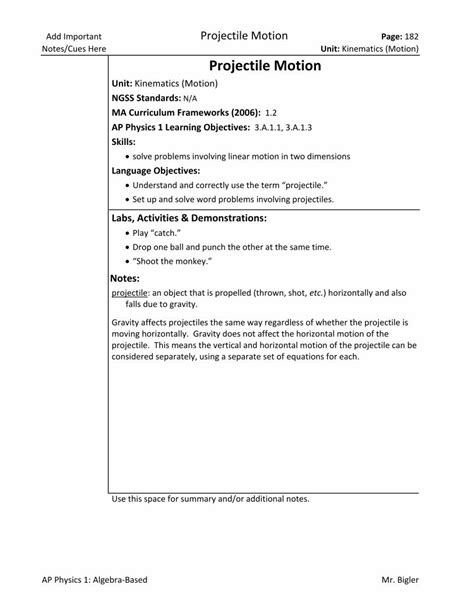 Pdf Projectile Notes Bhs Physics Class Dokumen Tips