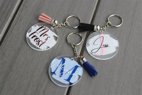 Llavero De Nombre Acrílico Personalizado Llavero De Borla De Etsy