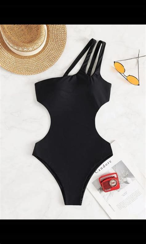 Shein Cut Out Side On Shoulder One Piece Swimsuit Womens Fashion