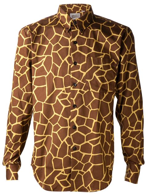 Naked Famous Giraffe Print Shirt In Brown For Men Lyst