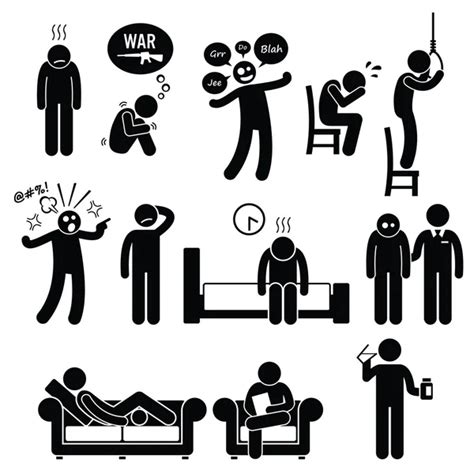 Woman Sickness Illness Diseases Stick Figure Pictogram Icon Cliparts