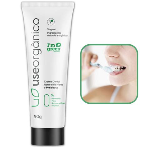 Kit 6 Creme Dental Natural Menta e Melaleuca Sem Flúor 90g Use