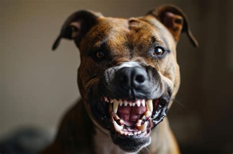 Premium Ai Image An Angry Aggressive Pit Bull Terrier Type Dog