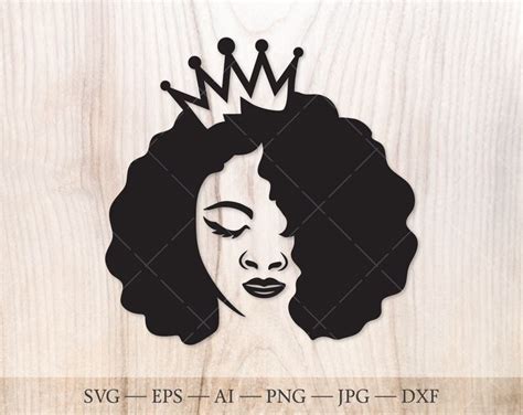 Afro Diva Svg Afro Queen Svg Black Afro Woman Face With Crown Svg