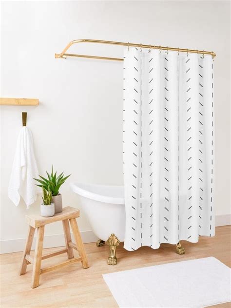 White Lines Shower Curtain For A Minimalist Apartment Bathroom A White