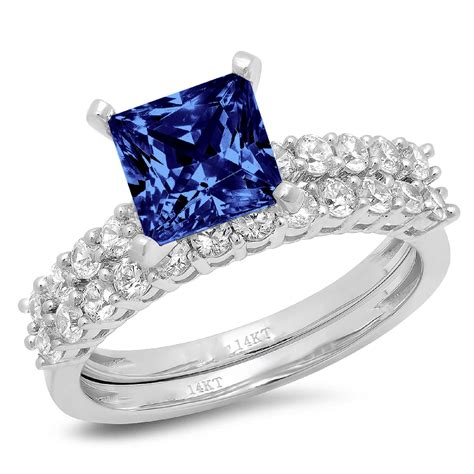 Clara Pucci 18k White Gold 2 63 Simulated Tanzanite Engraveable