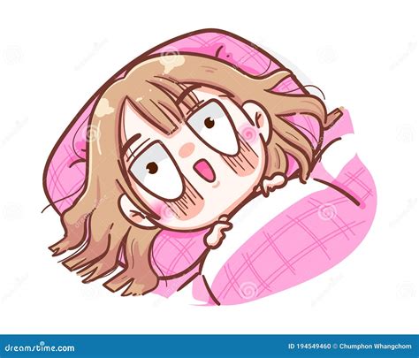 Sleepless Woman Face Cartoon Character Suffers From Insomnia Girl With Open Eyes Vector