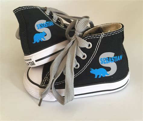 Dinosaur Shoes Dinosaur Monogram Custom Converse Youth Shoes Etsy