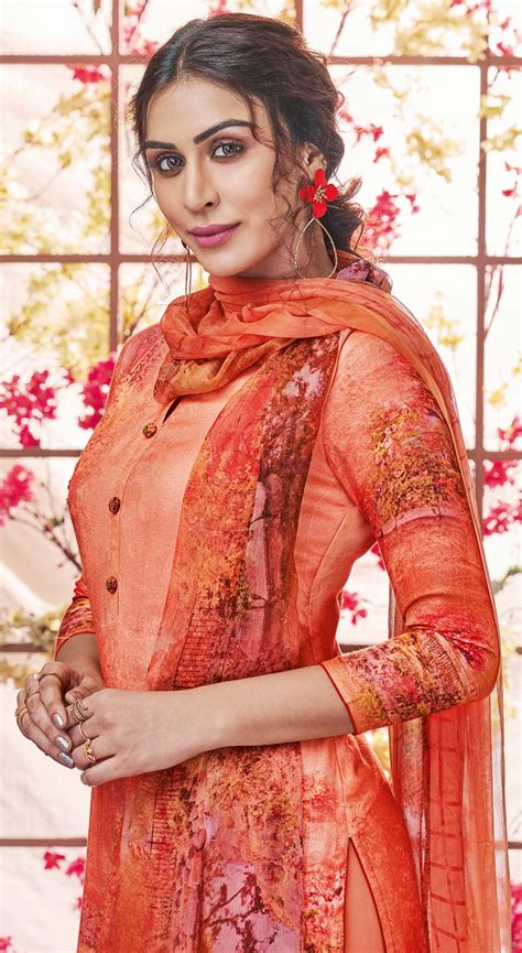 Casual Party Wear Orange Color Pashmina Fabric Salwar Kameez 1668242