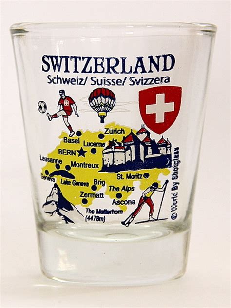 Switzerland Landmarks And Icons Collage Shot Glass - World by Shotglass