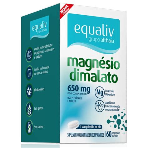 Suplemento Alimentar Equaliv Magnésio Dimalato 60 Comprimidos