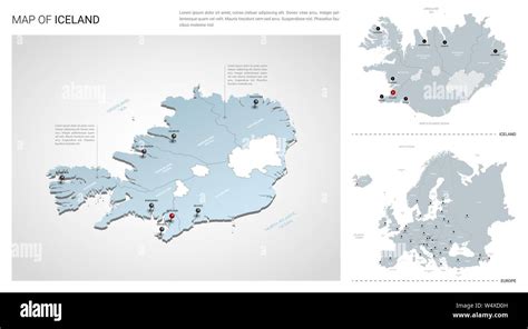 Set de vectores de Islandia país Mapa 3D isométrica Islandia mapa