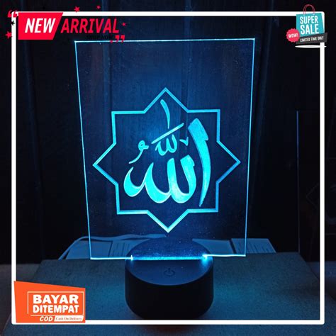 Jual Kaligrafi Allah Nabi Muhammad Lampu Hias Akrilik Hadiah Shopee