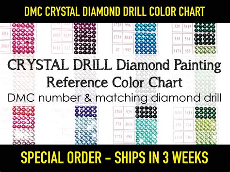 DMC Color Charts With CRYSTAL DIAMOND Drills for Diamond Painting Drill Color Card Painting With ...