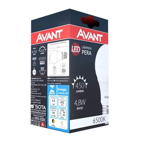 Kit 8 Lâmpadas Pera LED Avant Branco 9W Bivolt BR810 B 6500K Base E27