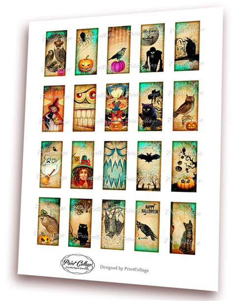 Halloween Images Domino Pendants Digital Collage Sheet 1 X 2 Etsy