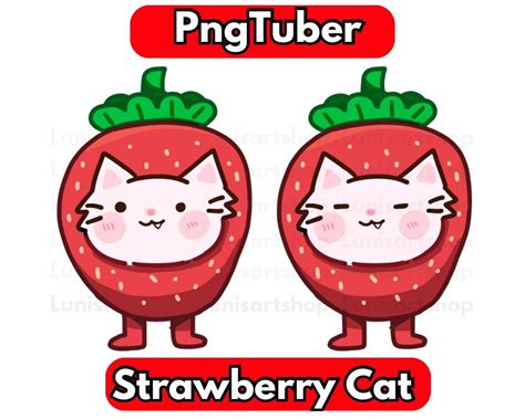 Strawberry Cat Pngtuber Cute Chibi Pngtuber Strawberry Cat Pngtuber For Twitch And Youtube