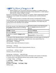 Entropy Worksheet Docx Entropy Worksheet 1 Define Entropy In Your