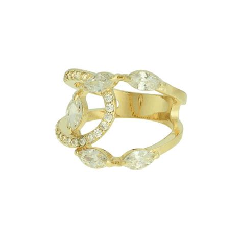 Anel Zircônia Lesprit LA07171WGL Dourado Cristal LESPRIT BIJOUX FINAS