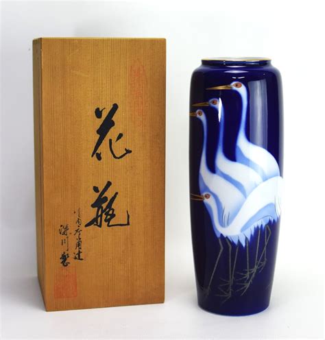 Fukagawa Vase Crane Motif Arita Porcelain Free Shipping Etsy