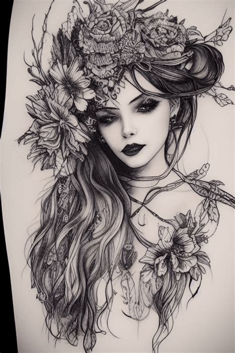 Tattoo Line Art Charlie Bowater Creative Fabrica