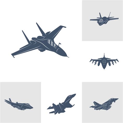 Set Of Military Aircraft Vector Illustration Design Fighter Jets Logo