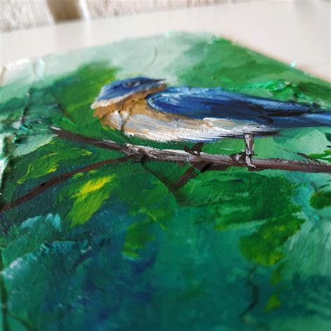 Bluebird Painting Original Acrylic Bluebird Artwork Bird Of | Etsy