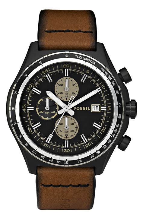 Fossil Chronograph Leather Strap Watch Nordstrom