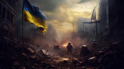 Premium AI Image | Illustration art of Ukraine flag in the war