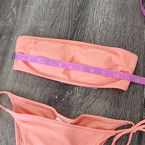 H M Swim Nwt Hm Tie Tana Bikini Bottoms And Bandeau Bikini Top In Coral Orange Poshmark