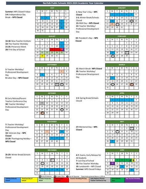 Norfolk Public Schools Calendar 2023-2024 Holidays PDF