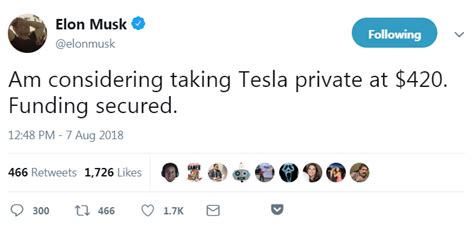 Did Elon Musk Break Just Announce Hes Taking Tesla Private Over A Tweet Cnbc Africa