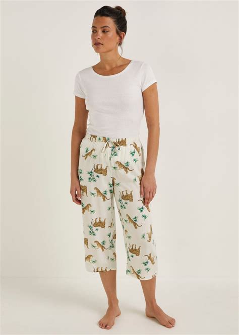 Cream Leopard Capri Pyjama Bottoms Matalan