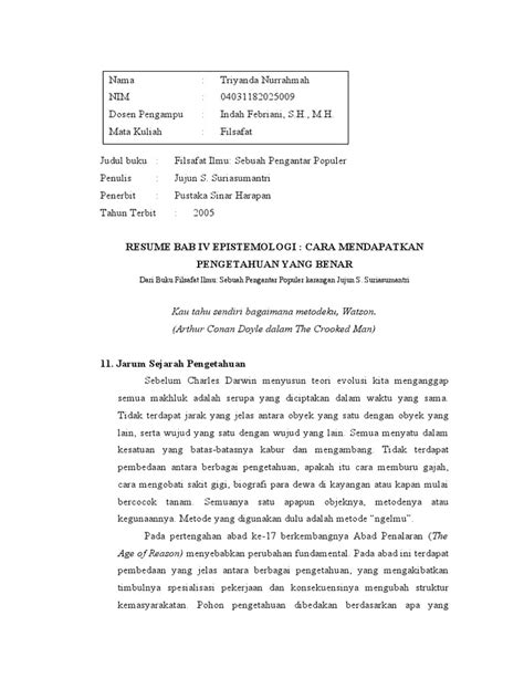 Rangkuman Bab 3 Ontologi Hakikat Apa Yang Dikaji Pdf