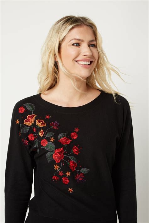 Floral Embroidered Jumper In Multi Roman Originals Uk