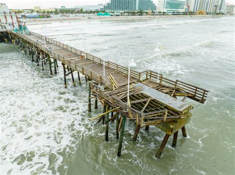 Aerial Photo of the Daytona Beach Pier Damaged during Hurricane Nicole ...