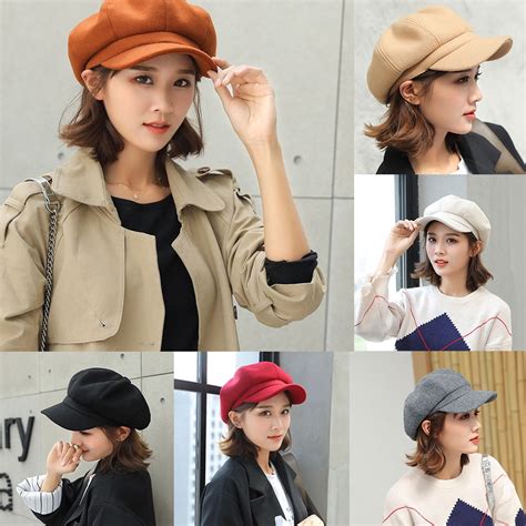 Zhaomeidaxi Women S Classic Visor Baker Boy Cap Newsboy Cabbie Winter