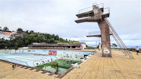 Abandoned Pool Complex On An Island In The Middle Of The Ocean