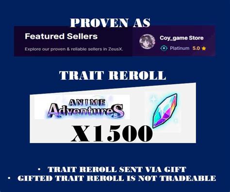 Anime Adventures 1500x Trait Reroll Gift INSTANT Delivery Ready Stock