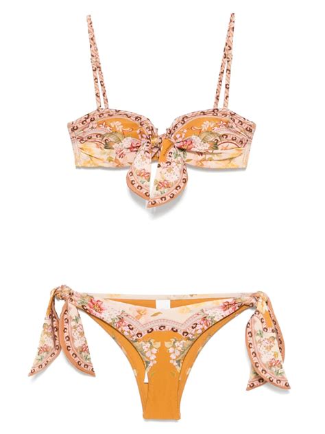 ZIMMERMANN Wylie Bikini Brown FARFETCH