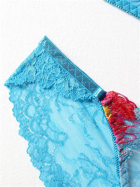 Lingerie Reggiseni Pezzi Per Donna Poliestere Blu Fiocchi Reggiseno Mutandine Sexy Lingerie