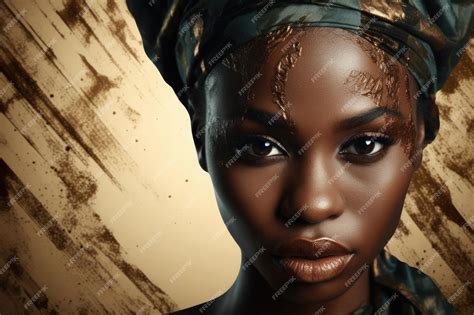 Premium Ai Image Creative Portrait Of Black Woman Stylish Fashion Concept With African