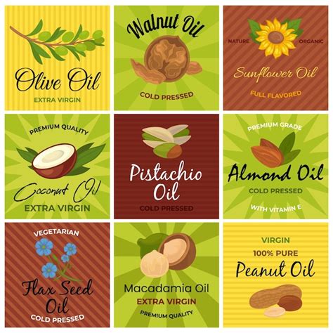 Premium Vector Bright Stickers For The Sale Of Organic Oils Set